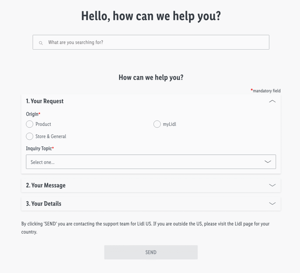 Lidl Contact form