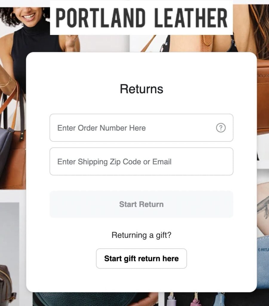 Portland Leather Start a return page