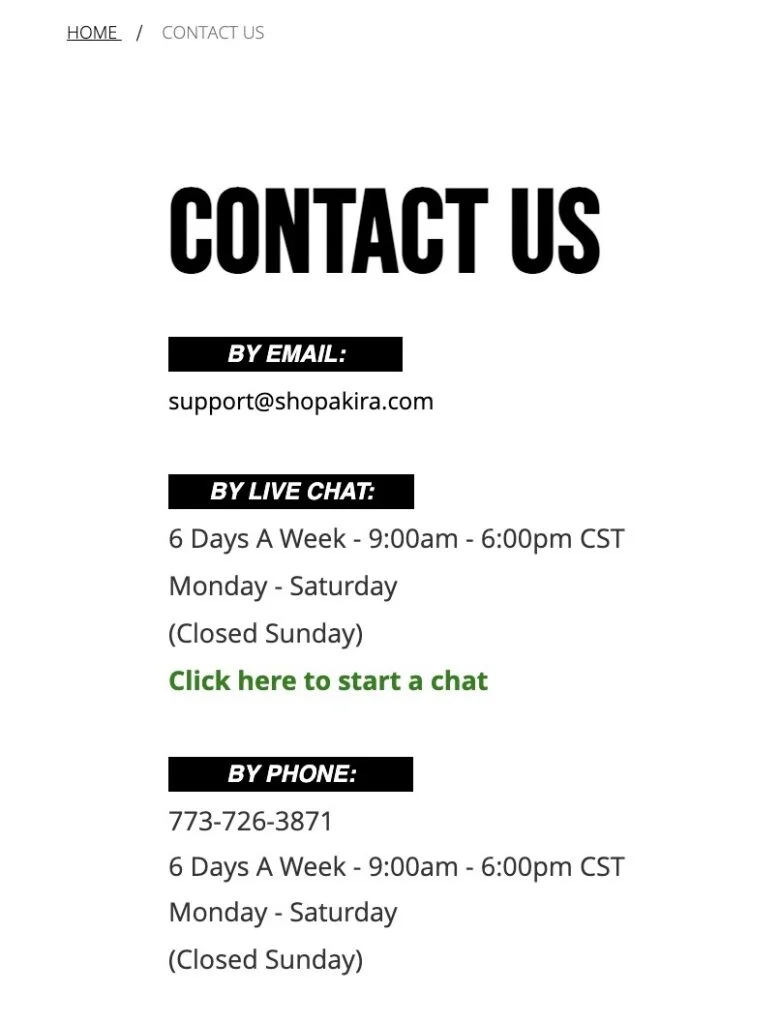 akira contact us details