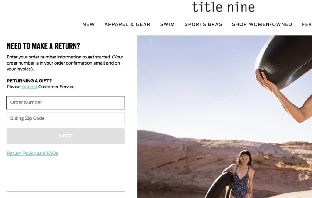 return portal on title nine website