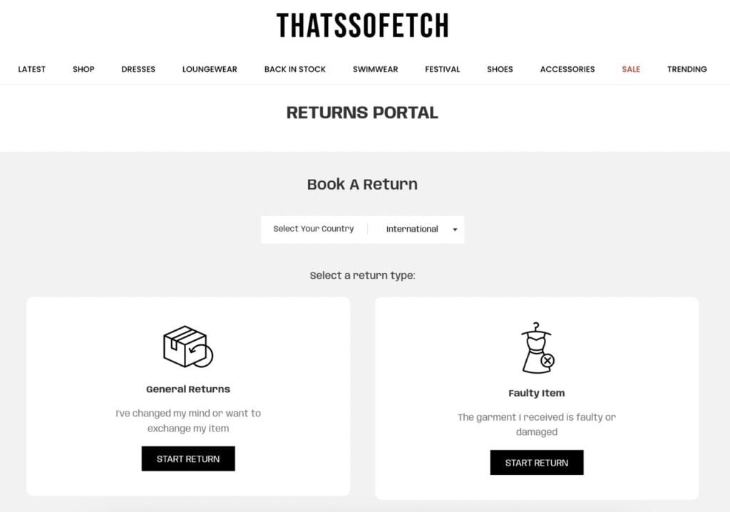 returns portal on Thats So fetch website