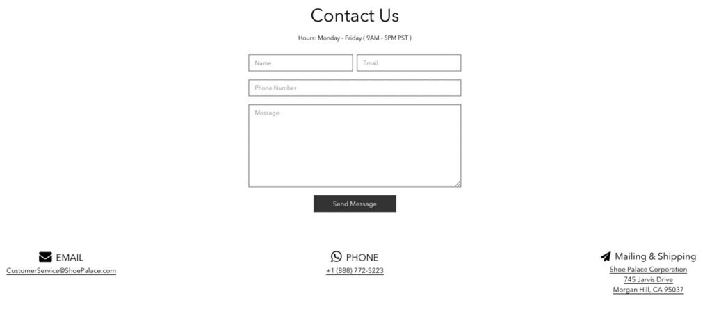 shoe palace contact us page