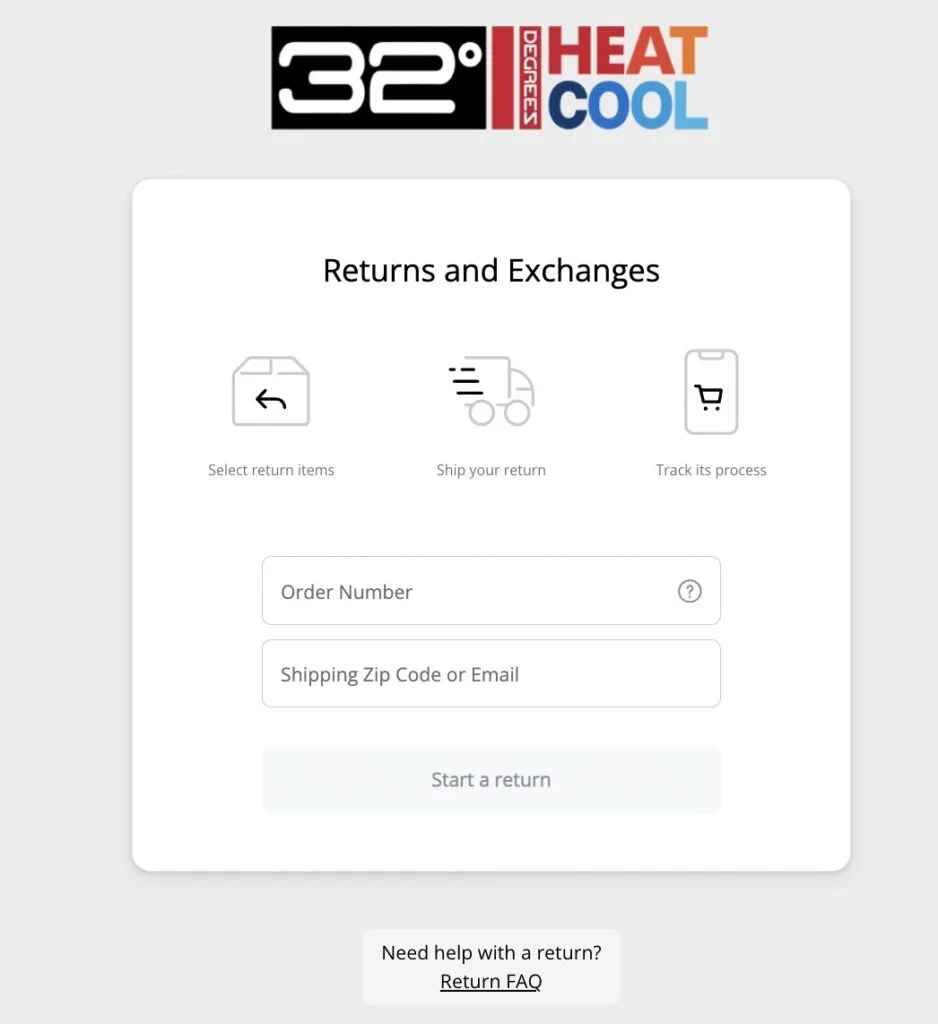 32 Degrees return portal