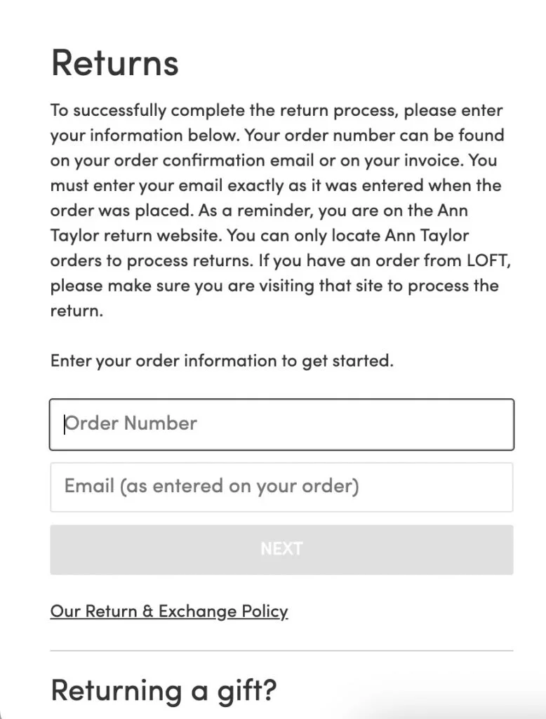 Ann Taylor returns portal