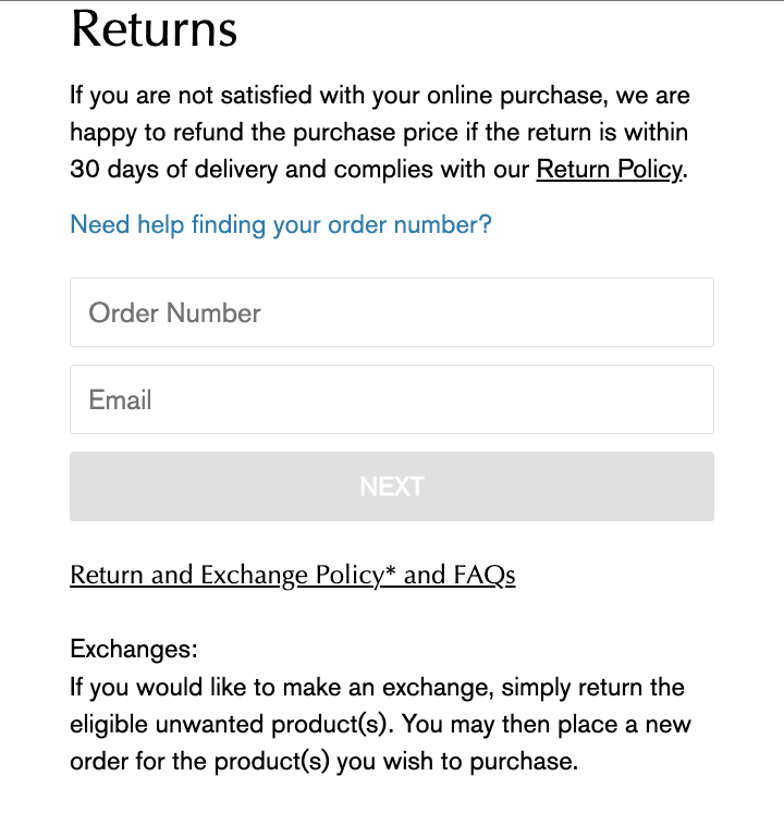 Aveda's return portal