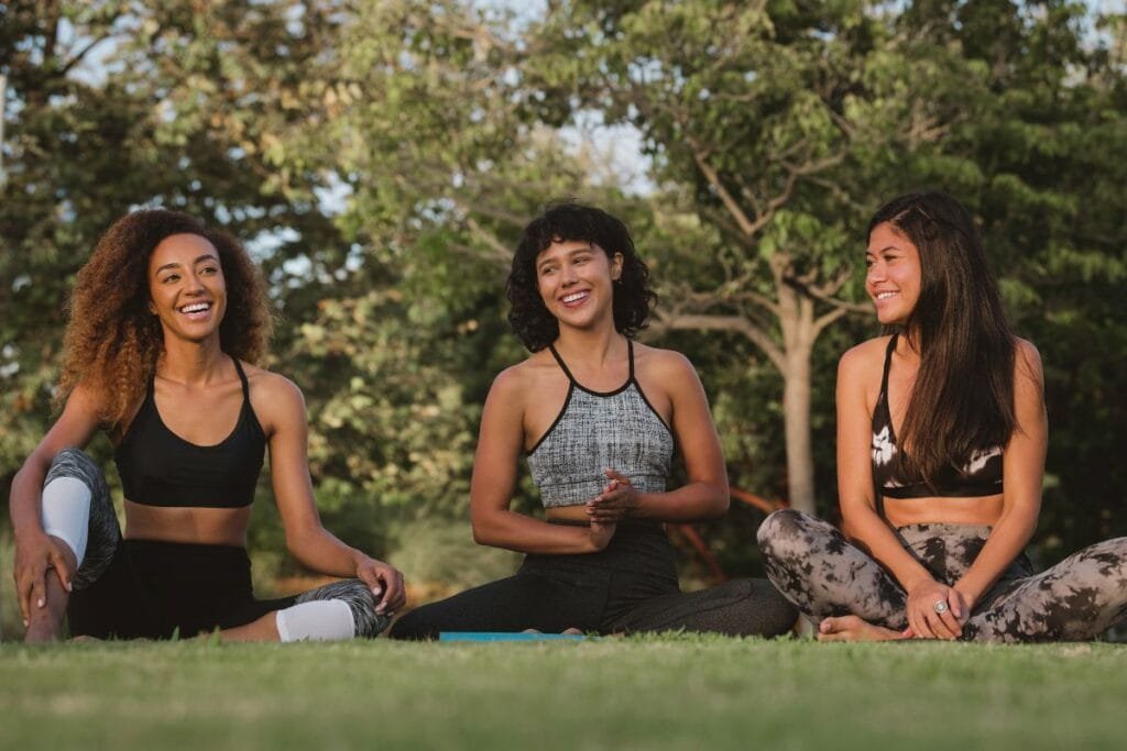 Friends enjoying the sunshine in their cool activewear