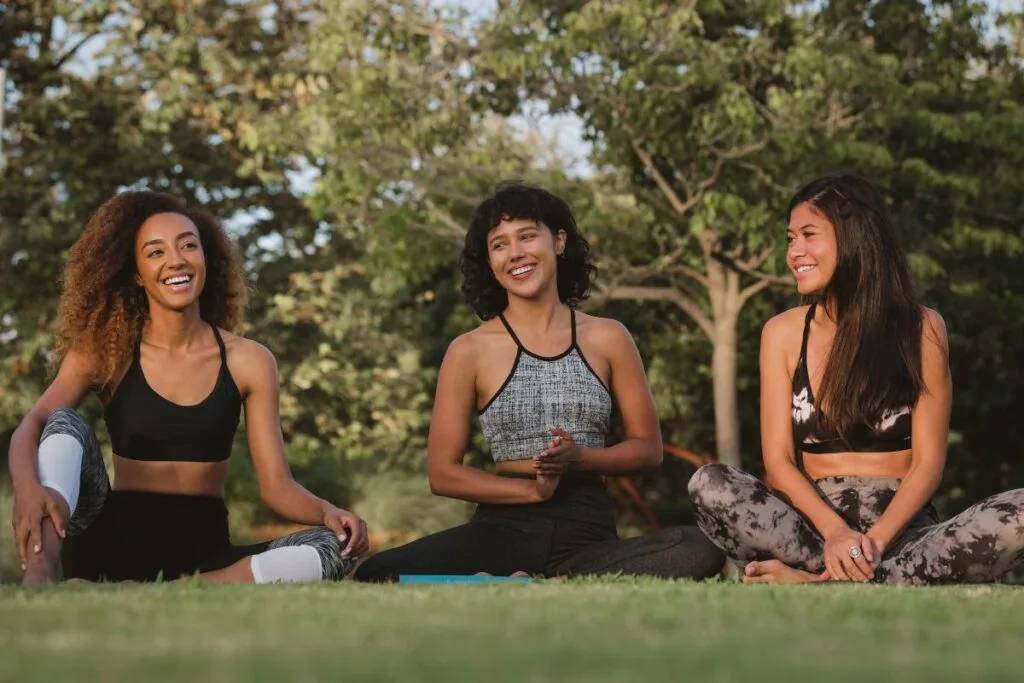 Friends enjoying the sunshine in their cool activewear