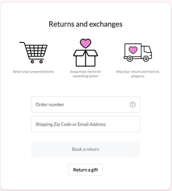 Beginning Boutiques Returns page
