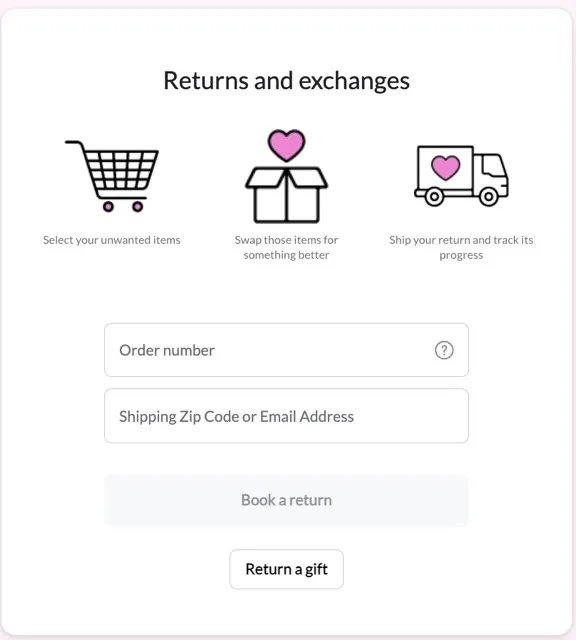 Beginning Boutiques Returns page