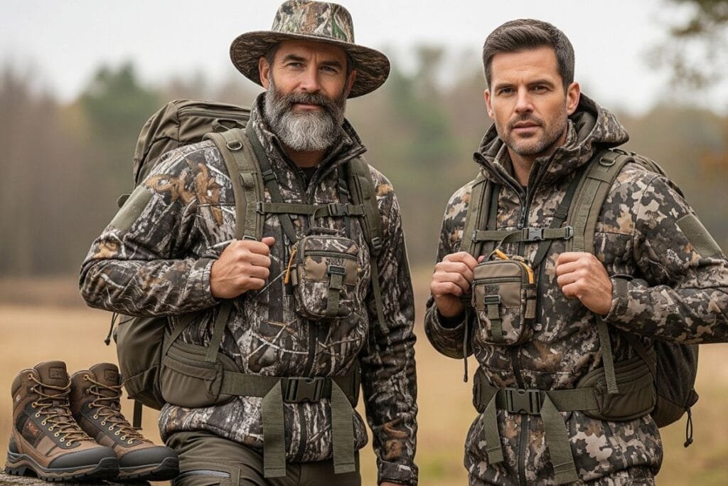 Two men wearing Hunting Apparel and Gear