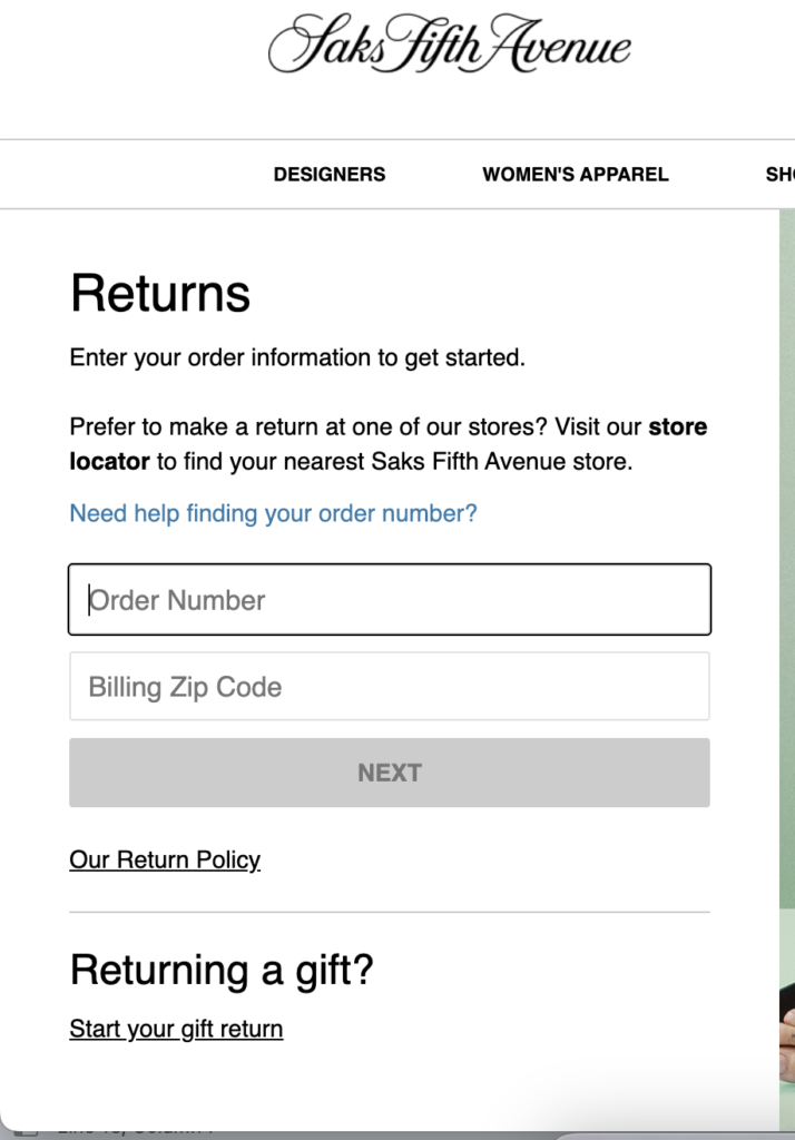 Return form for Saks off 5th return policy