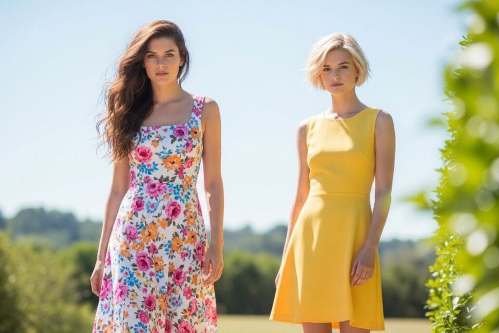 Women dressed in Vibrant colour dresses