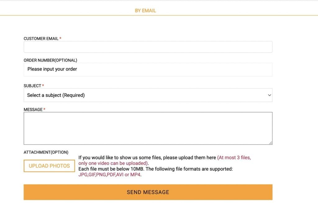 email inquiry on modlily website