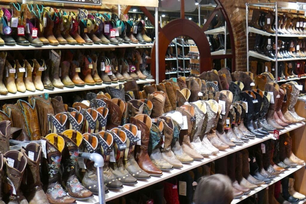 Variety of Boots displayed in Boot Barn's store.