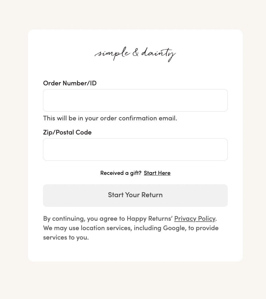 Simple and Dainty Return Portal