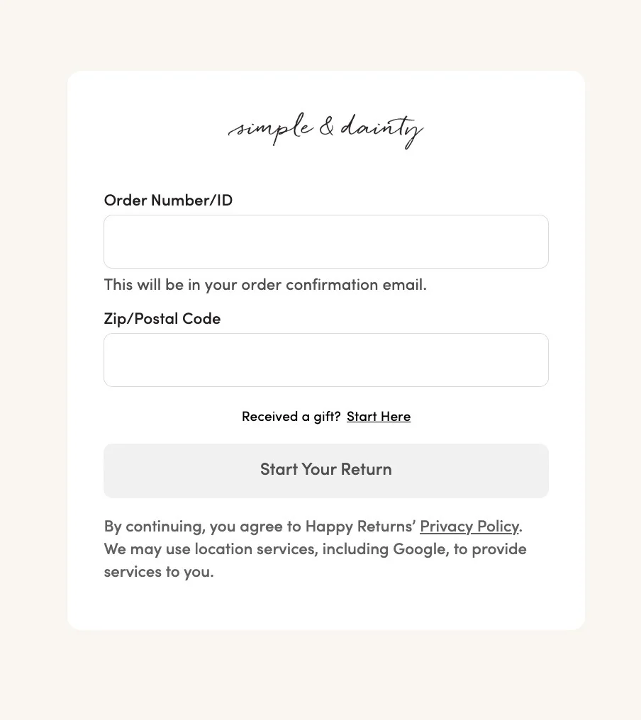 Simple and Dainty Return Portal
