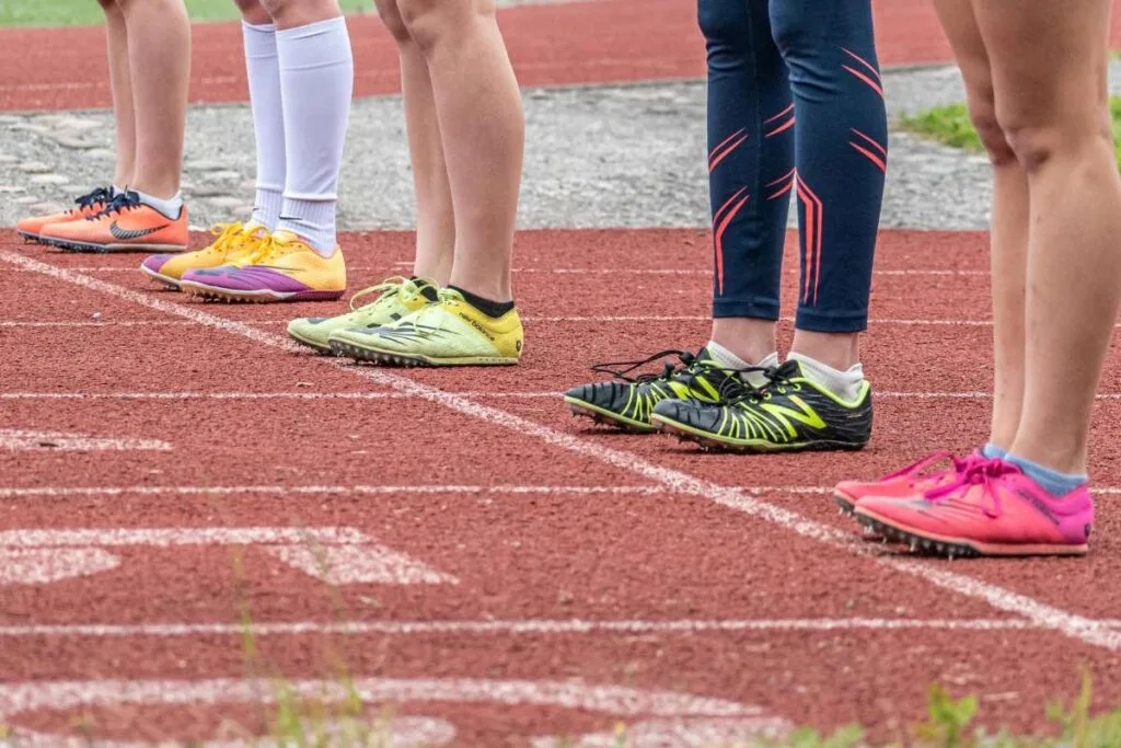 A group of People wearing running shoes