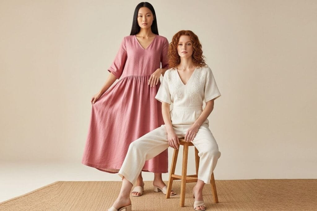 Two women in Stylish and comfortable clothing from Uniqlo