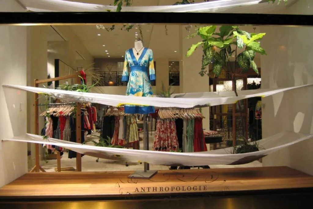 Outfits displayed at Anthropologie store
