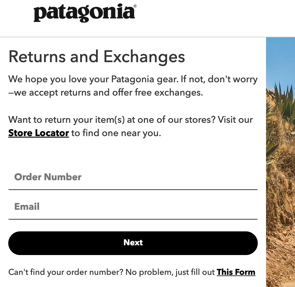 patagonia return portal