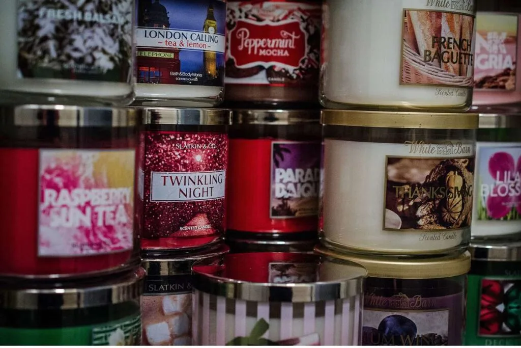 products on display at bath and body works outlet