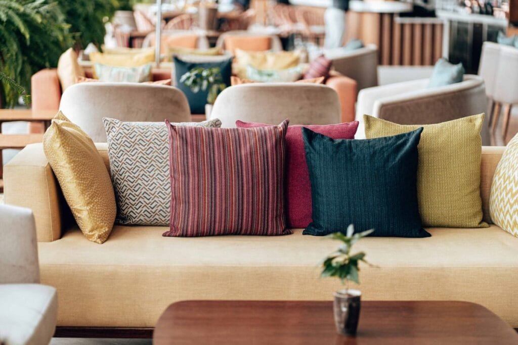 colourful cushion pillows on display