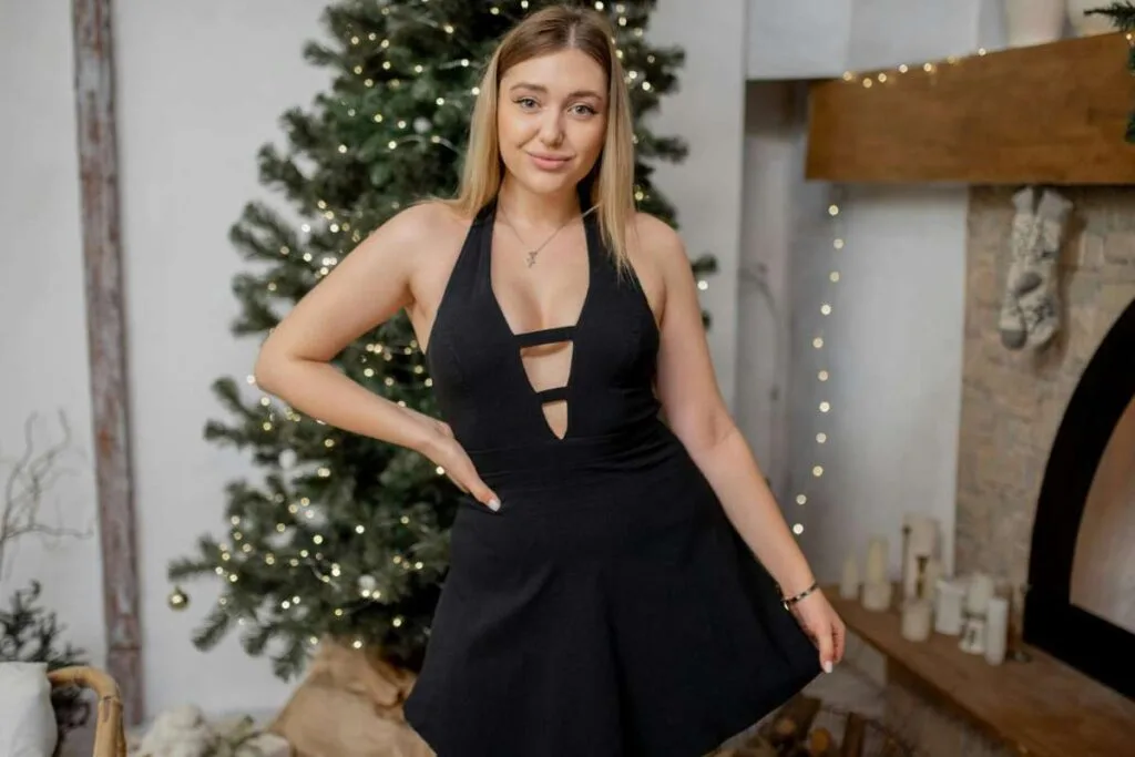 Woman in a stunning black dress