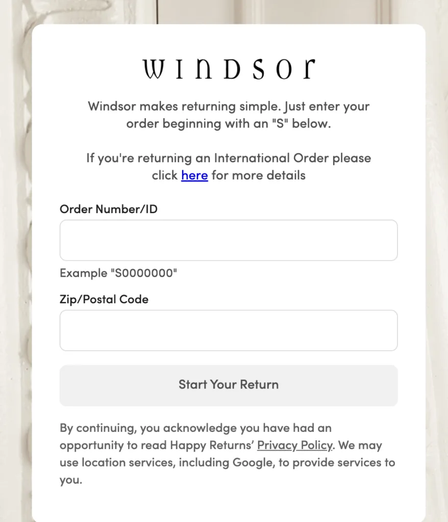 Windsor's Happy Returns Portal