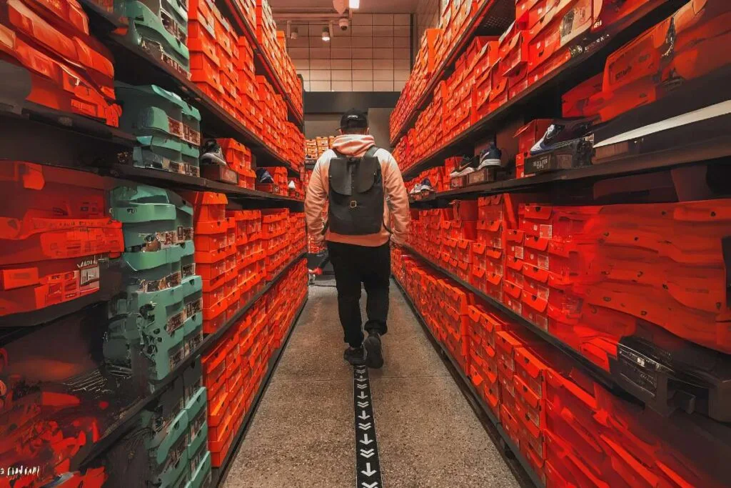 A man doing shoe shopping at store