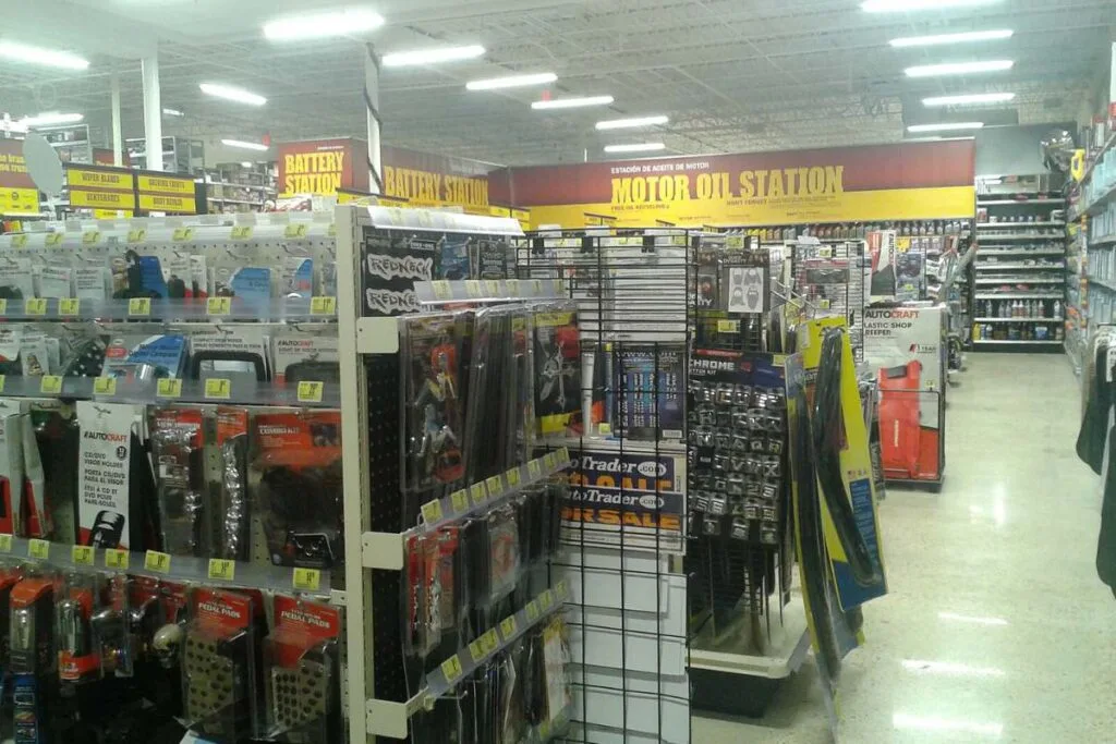 Auto parts displayed in store
