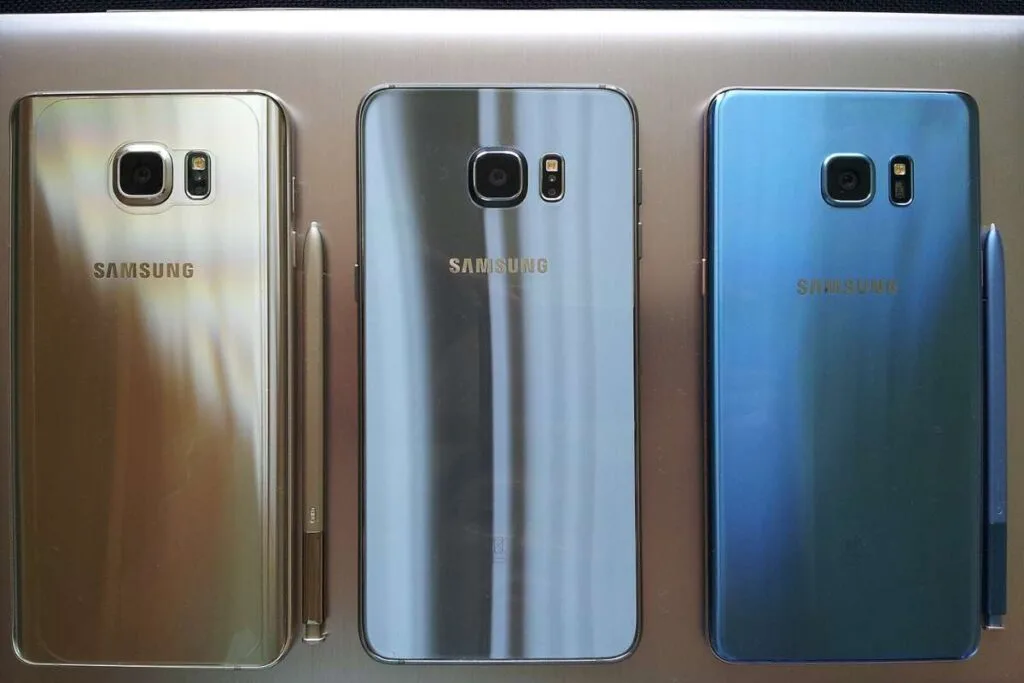 backside of samsung Galaxy Note 5, S6 edge+ and Note 7