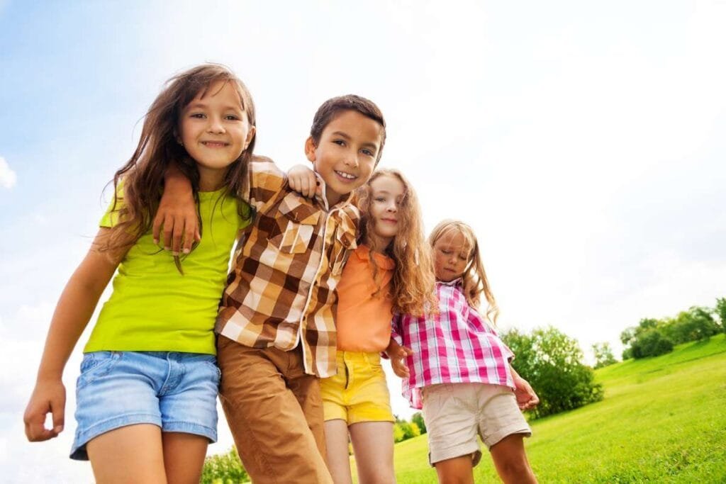 A group of kids in smart casuals.