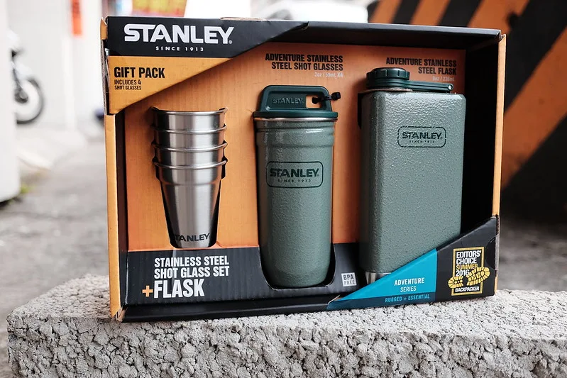 Stanley stainless steel shot glass set and Flask