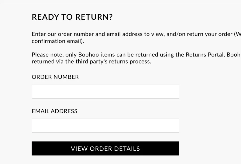 Boohoo returns portal